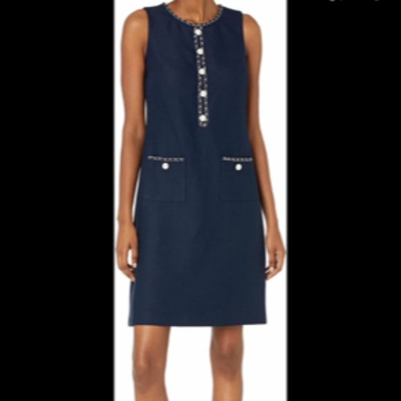 NWT Karl Lagerfeld Black Tweed Dress, Sz 14 - Picture 1 of 8